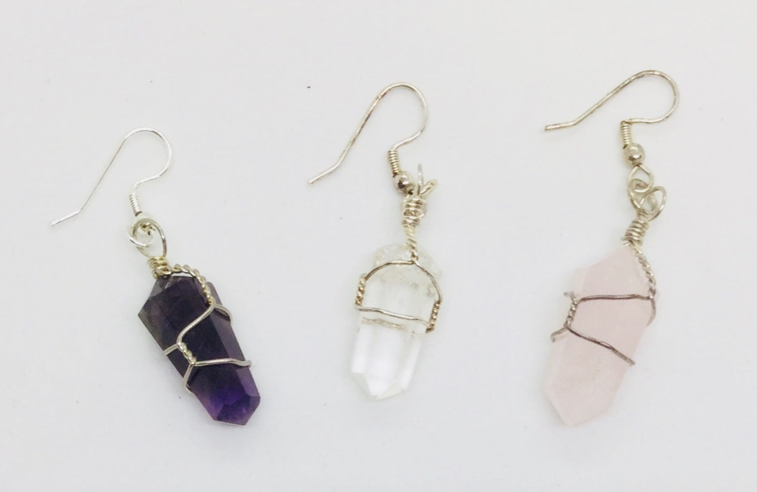 Wire wrapped double terminated earrings - Michael's Gems and Glass