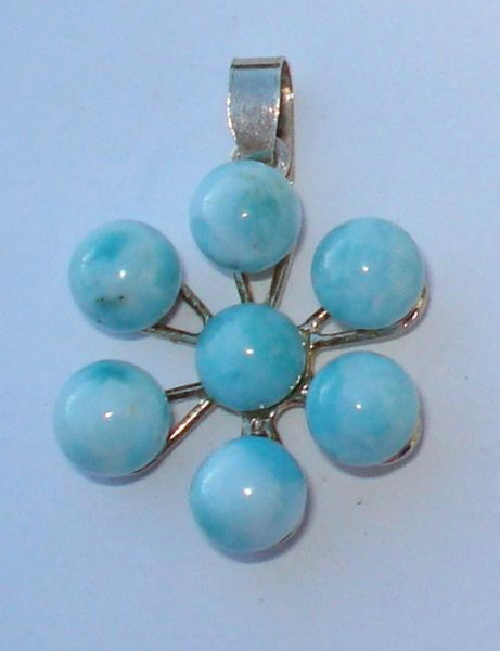 Larimar Flower Bead Pendant - Michael's Gems and Glass