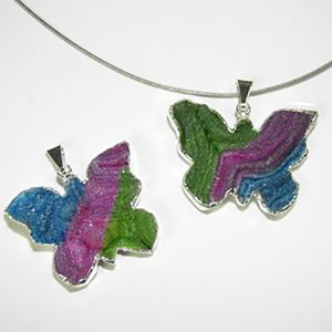 Rainbow Dyed Druze Pendants - Michael's Gems and Glass